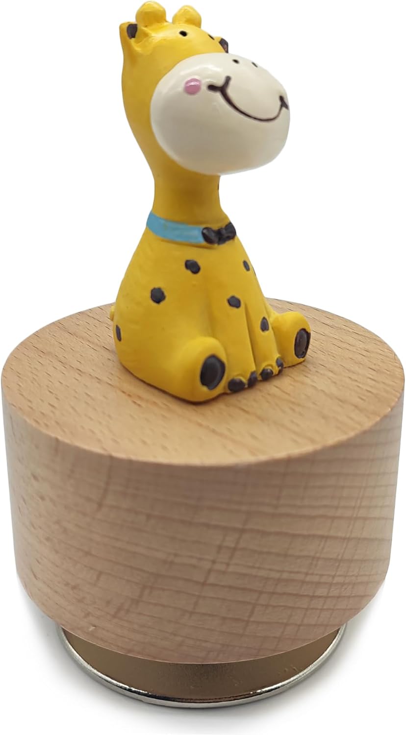 Mini Wooden Animal Rotary Music Box with Giraffe Figurine Edelweiss
