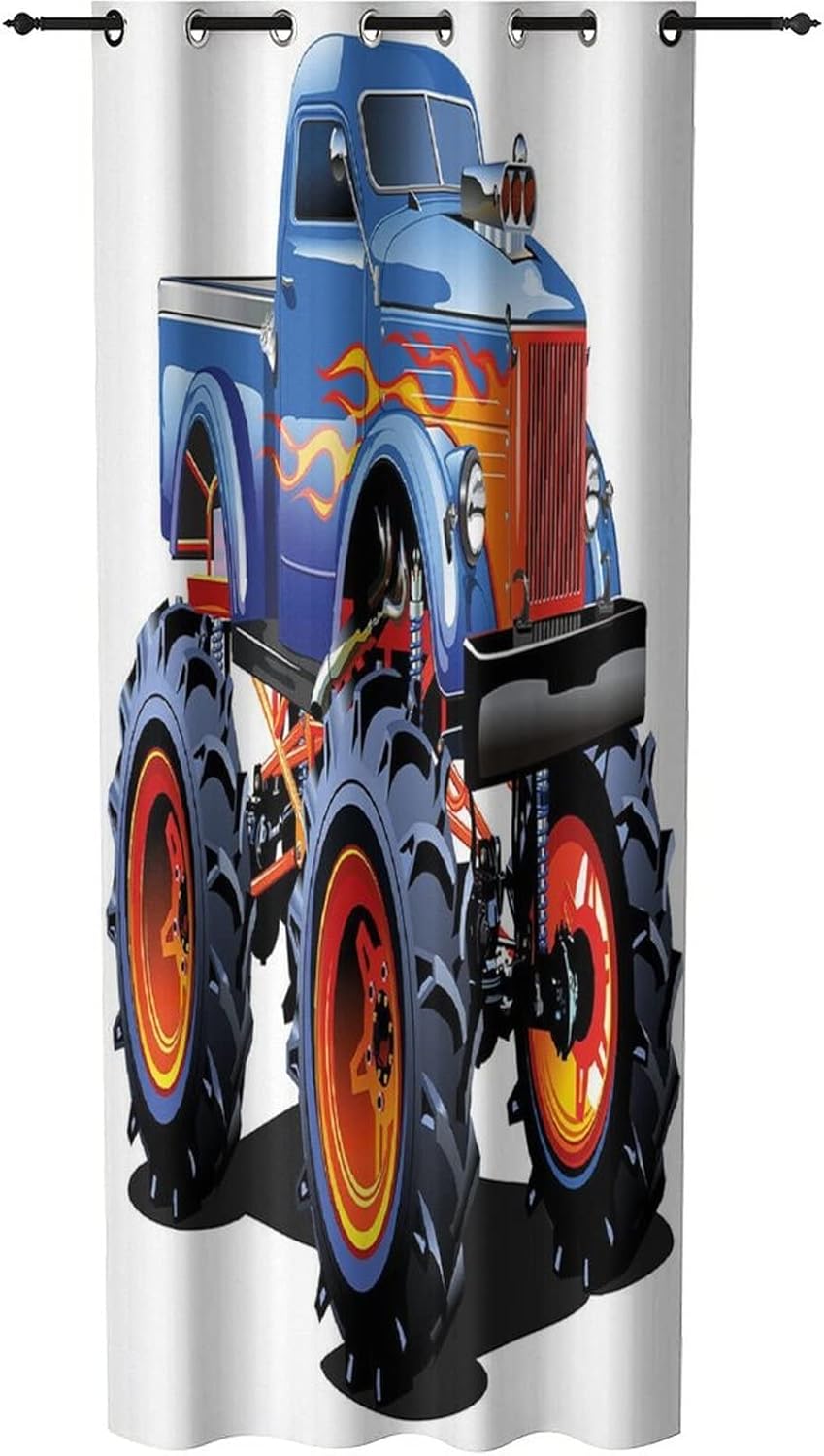 XISUNYA Doorway Curtains Privacy 39x78 Inches Blackout Panel Monster Truck Print