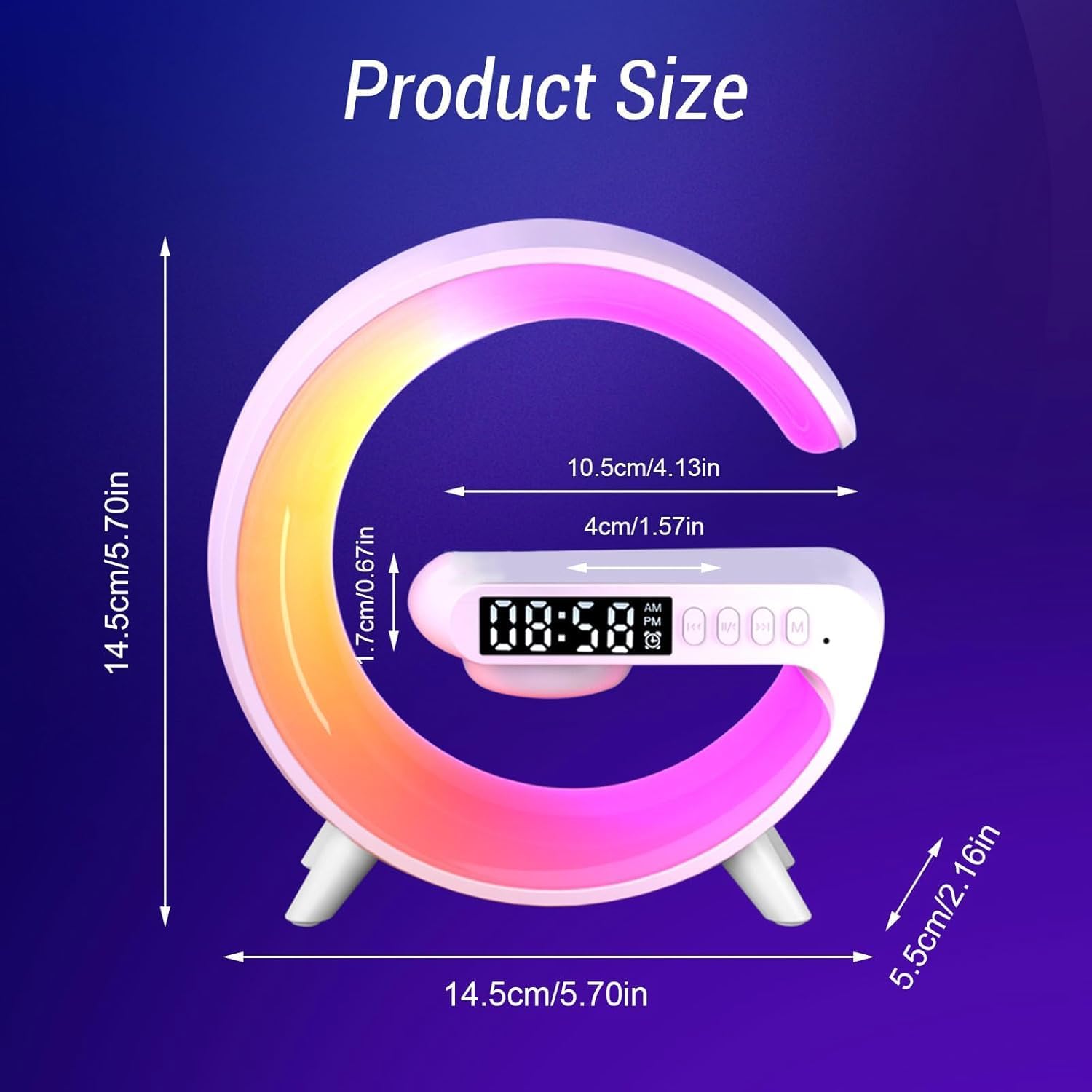 LED Atmosphere Lamp with Alarm Clock and 15W Charger
