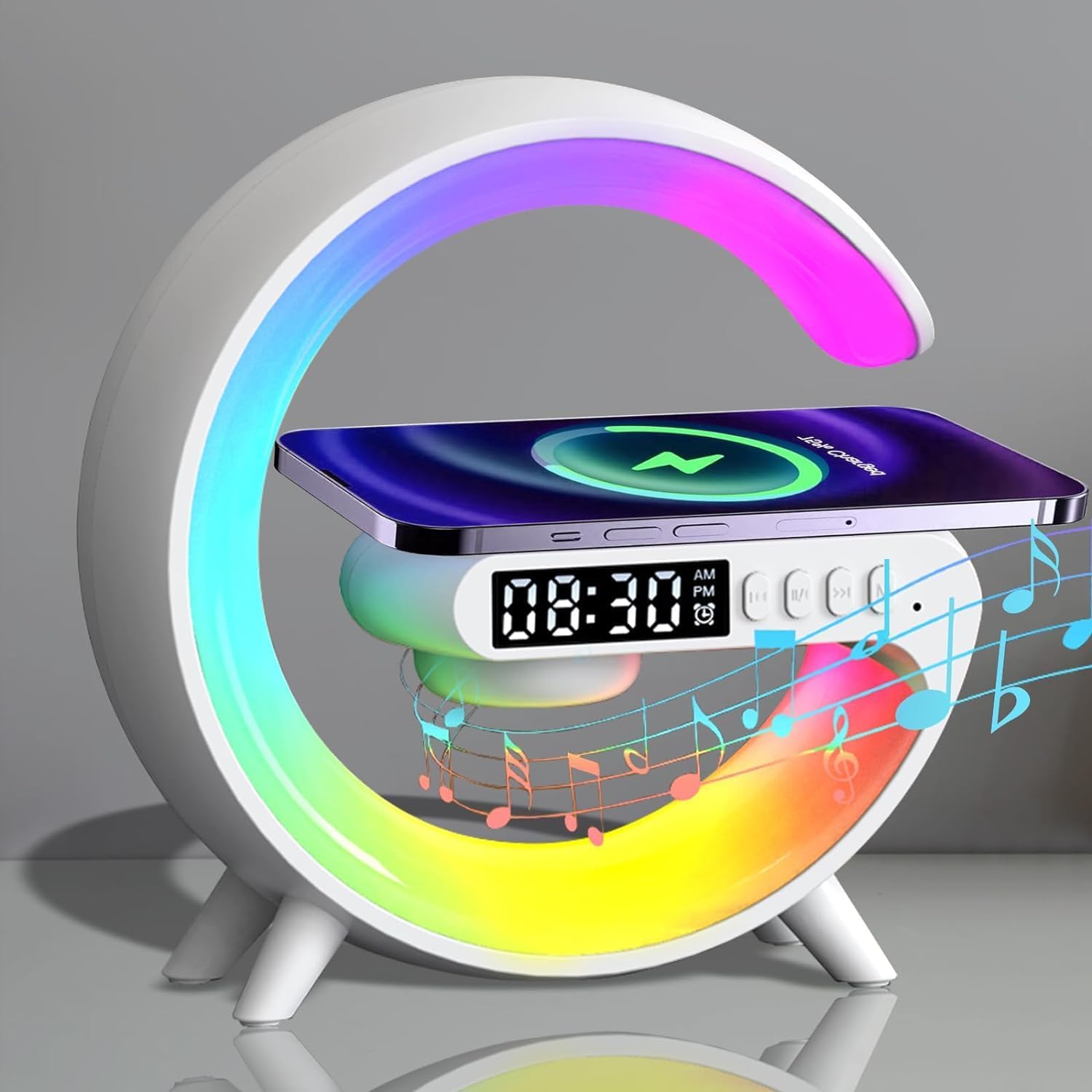 LED Atmosphere Lamp with Alarm Clock and 15W Charger