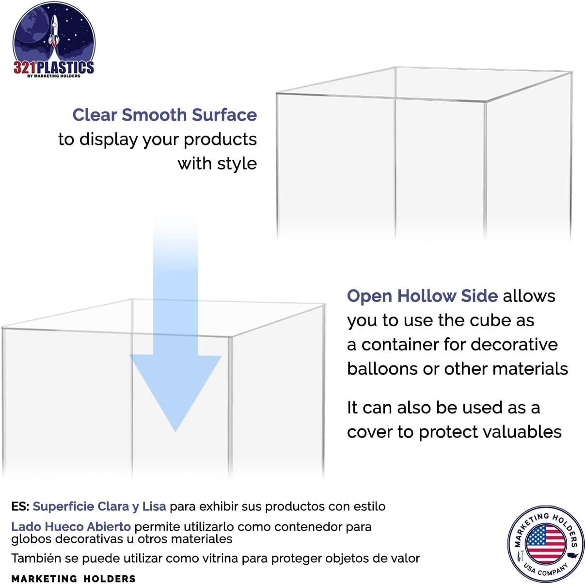 15 Inch Clear Acrylic Display Box with Open Side No Lid