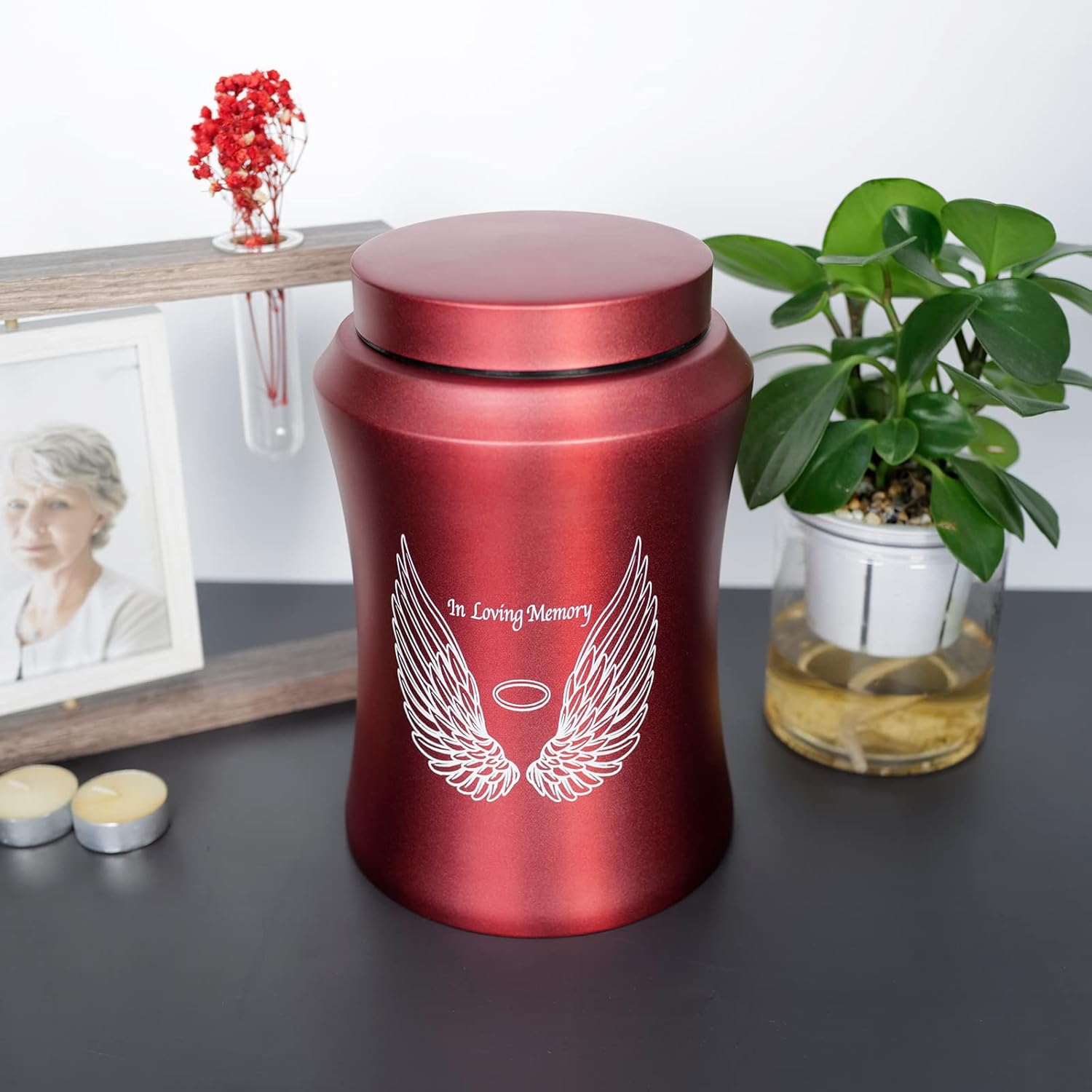 Large Urn for Human Ashes 220 lbs Capacity Angel Wings Design