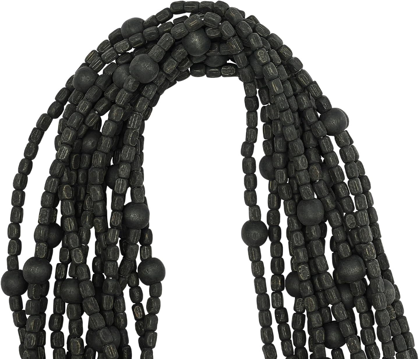 Handmade Wood Bead Curtain Door Panel Black