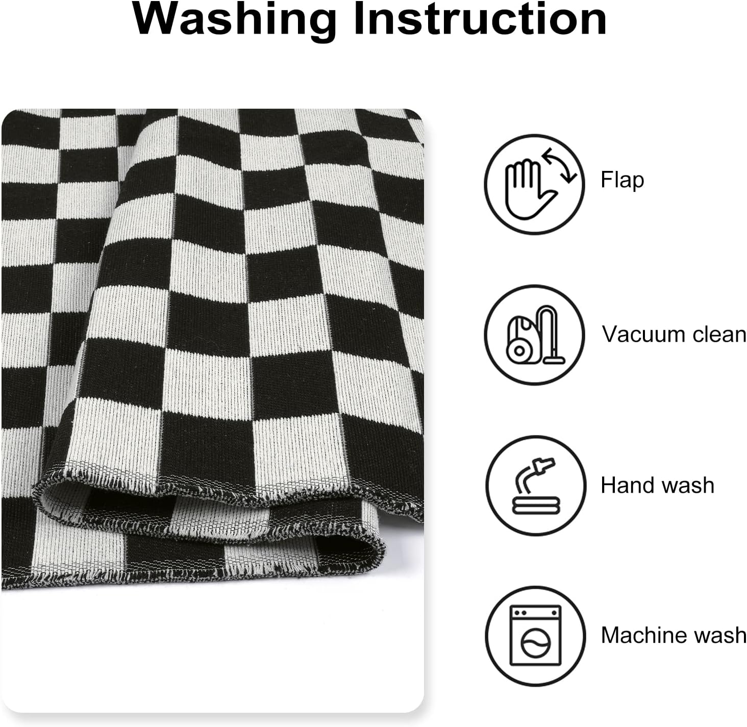 Seavish Checkered Rug 2x3 ft Black White Moroccan Pattern