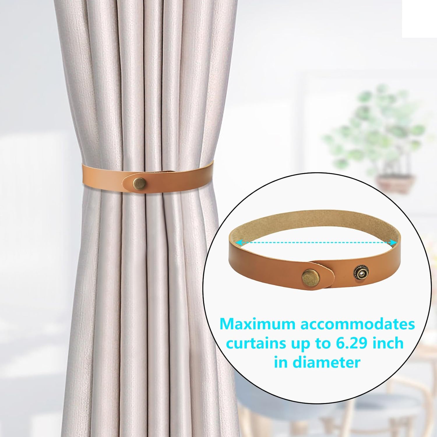 Retro Leather Curtain Tiebacks 4 Pack Brown Holdbacks