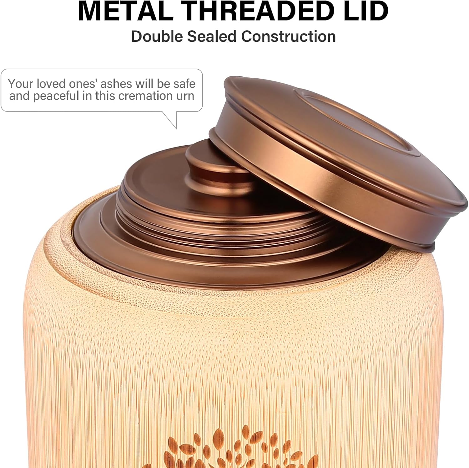 Bamboo Cremation Urn with Tree of Life Pattern