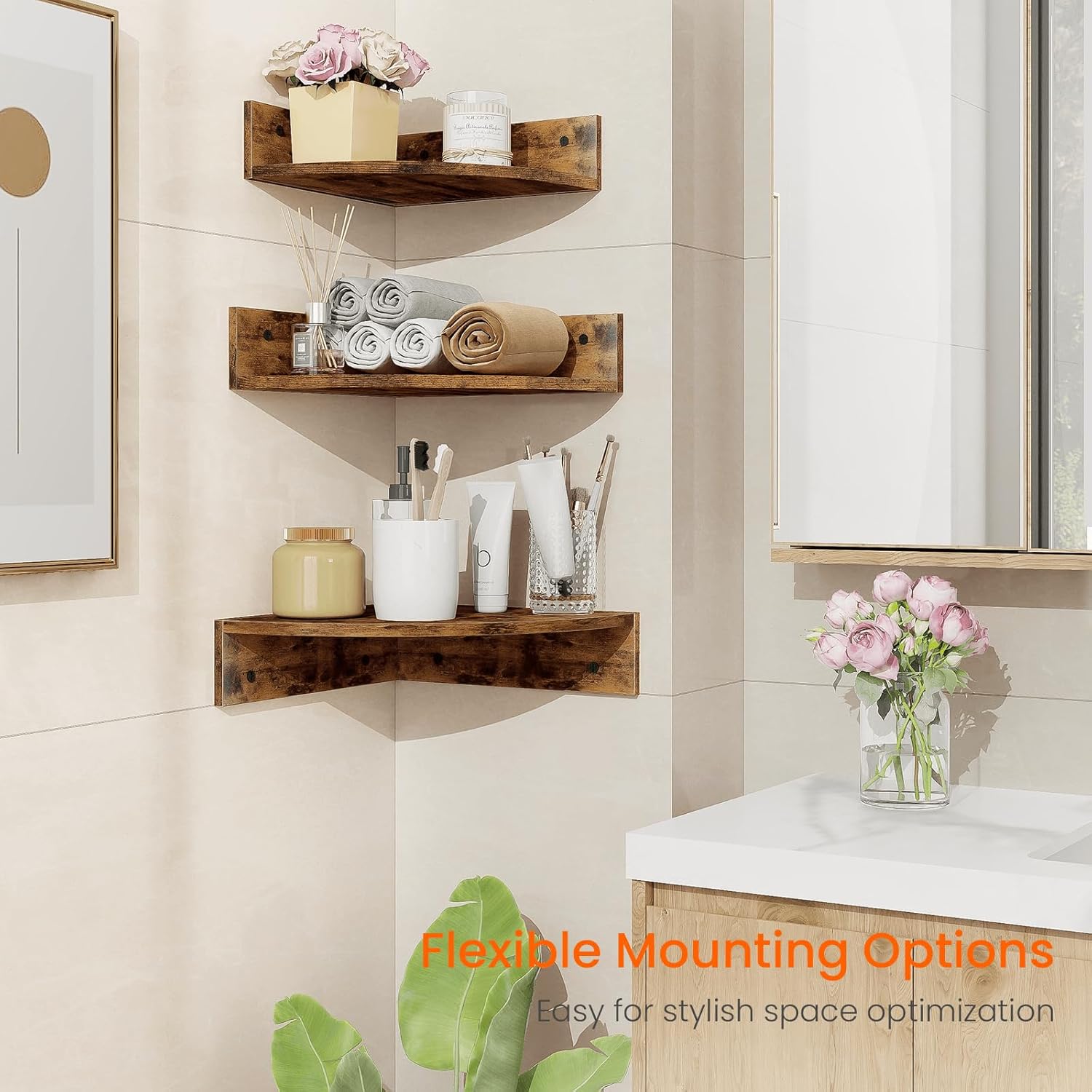 Homode 3 Tier Corner Shelf Wall Mount Set