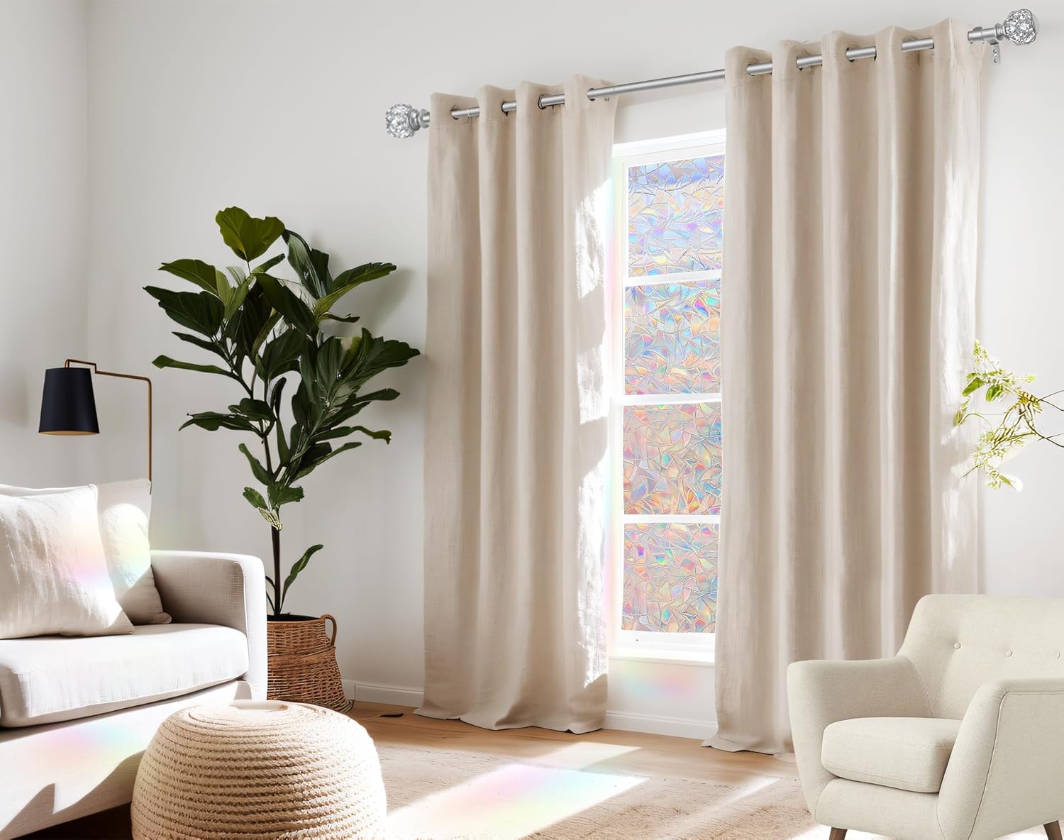 KAMANINA Silver Curtain Rod 32-58 Inch Adjustable Single Rods