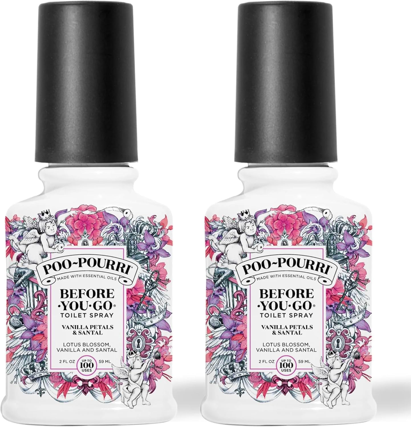 Poo-Pourri Vanilla Petals Santal 2 Ounce Toilet Spray Set