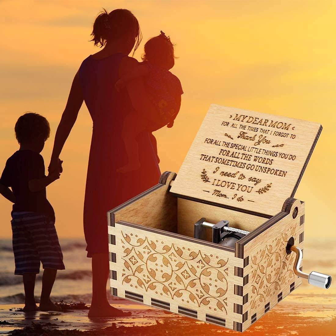 CAMKONG Wooden Music Box for Mom Laser Engraved
