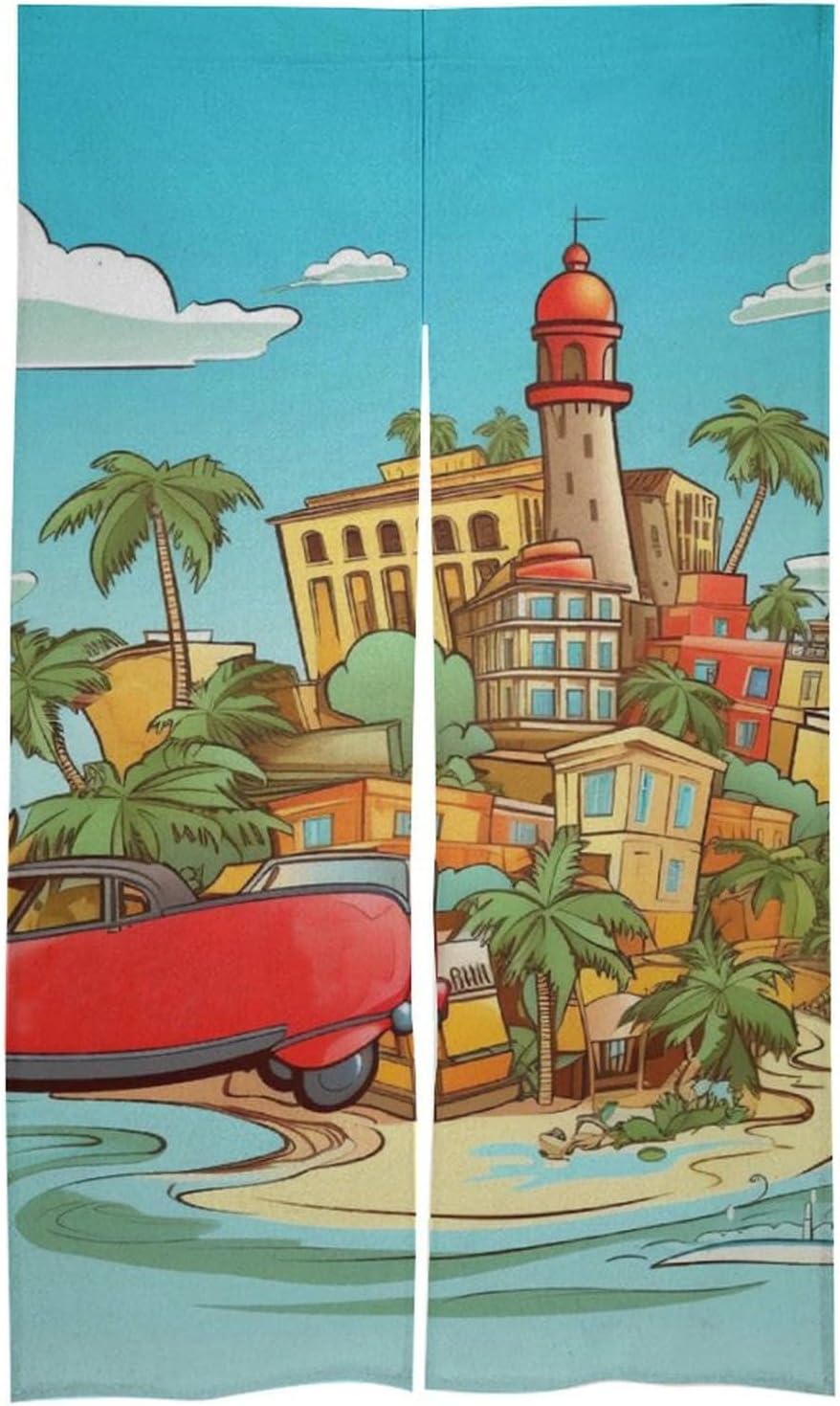 Island of Cuba Door Curtain Panel 17x57 Inch Divider