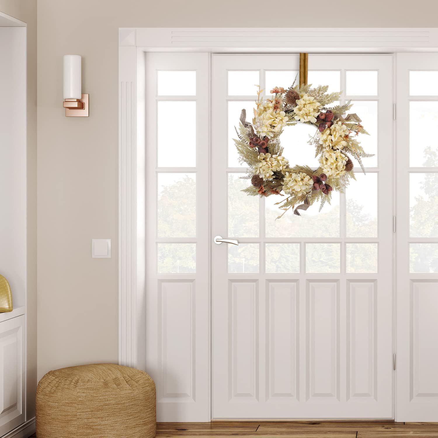 20 Inch Winter Fall Wreath for Front Door Boho Style