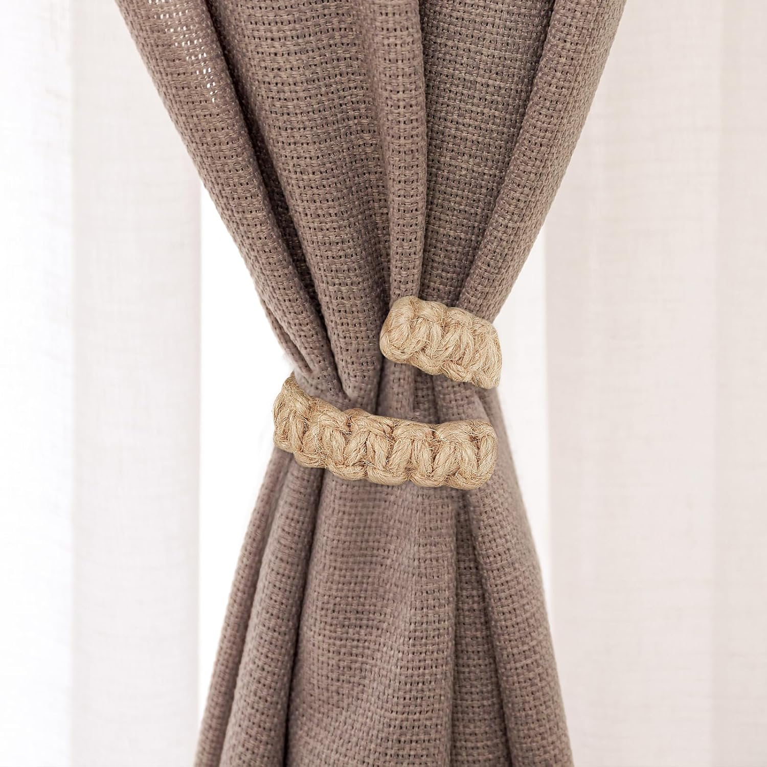 4 PCS Boho Rope Curtain Holdbacks Rustic Farmhouse Decor