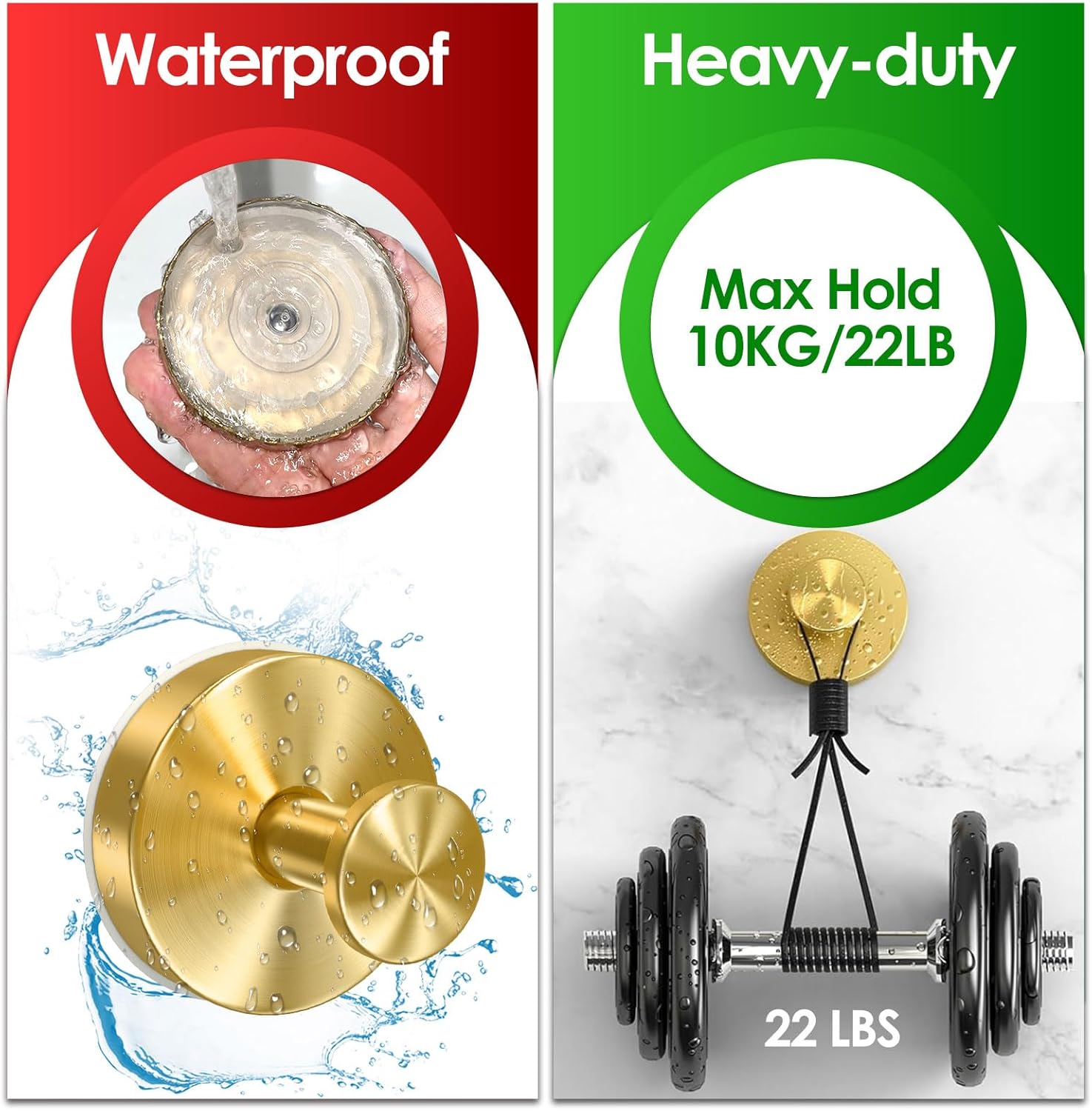 22 LB Gold Wreath Hanger with Suction Cup Hook 2 Pack
