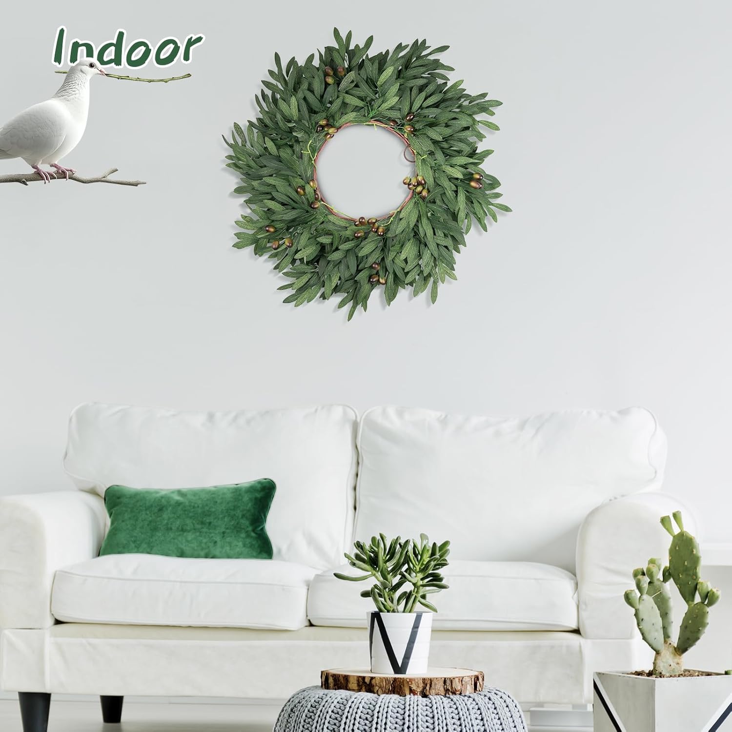 24 Inch Artificial Olive Wreath for Front Door