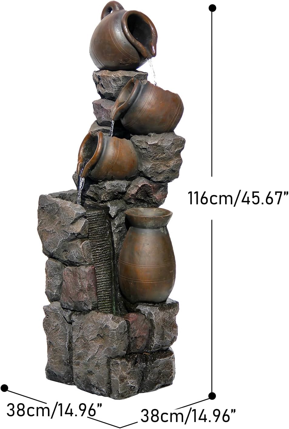4567 In Tall Water Fountain With 5 Tier Planter Pot