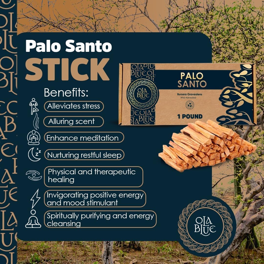 OLA BLUE Palo Santo Smudging Sticks 1 Pound Pack