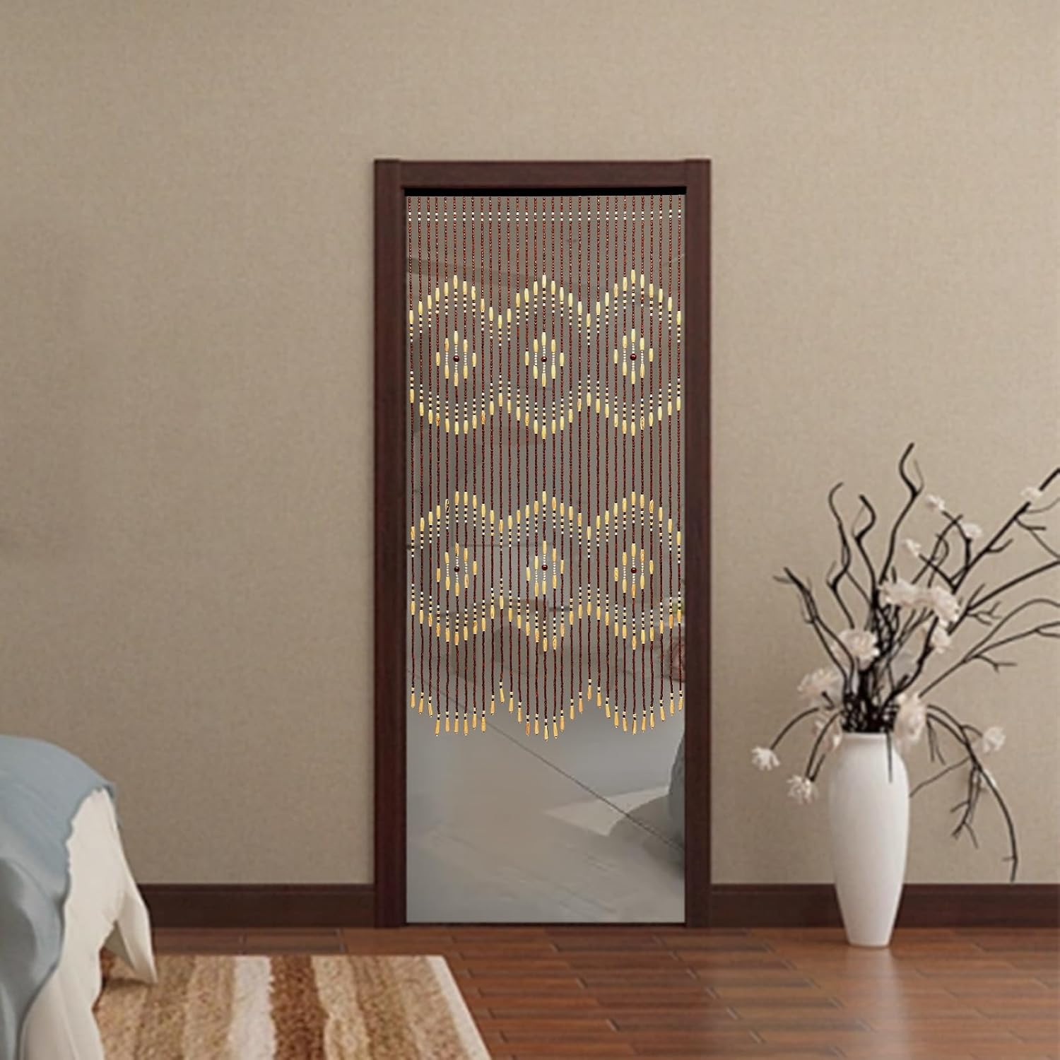 Natural Wooden Door Beaded Curtain with 31 Strands