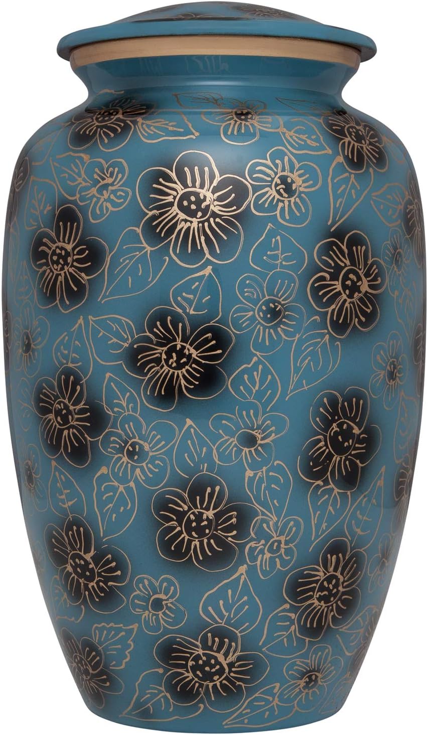 Blue Elephant Cremation Urn - Floral Indian Design