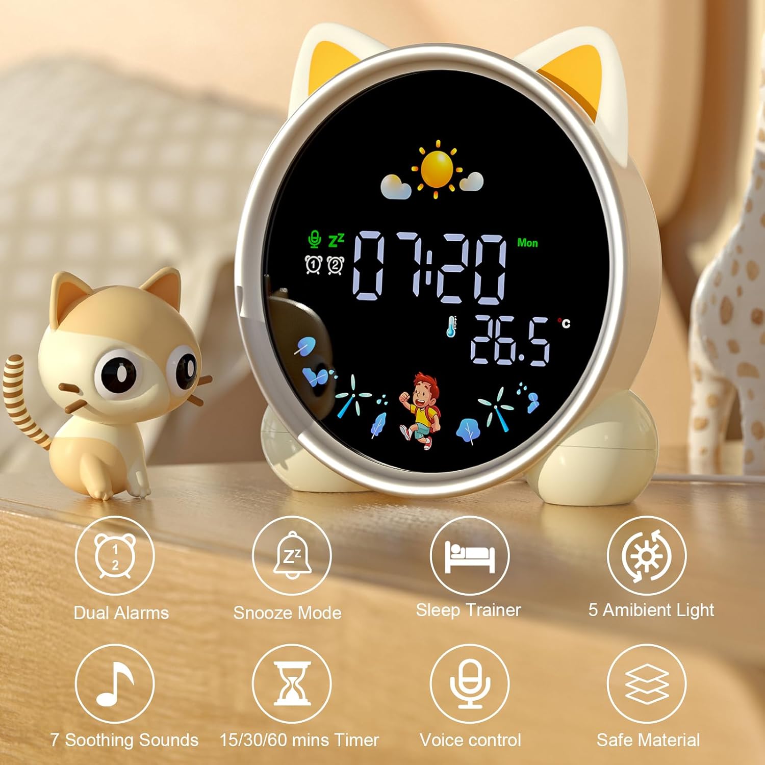 Kids Alarm Clock with Color Changing Light