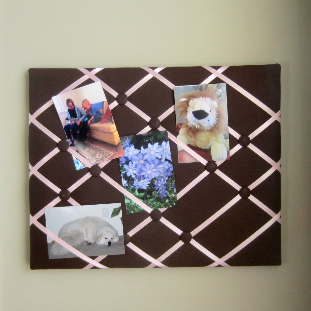 16x20 French Memory Board Bow Holder Chocolate Brown and Pink