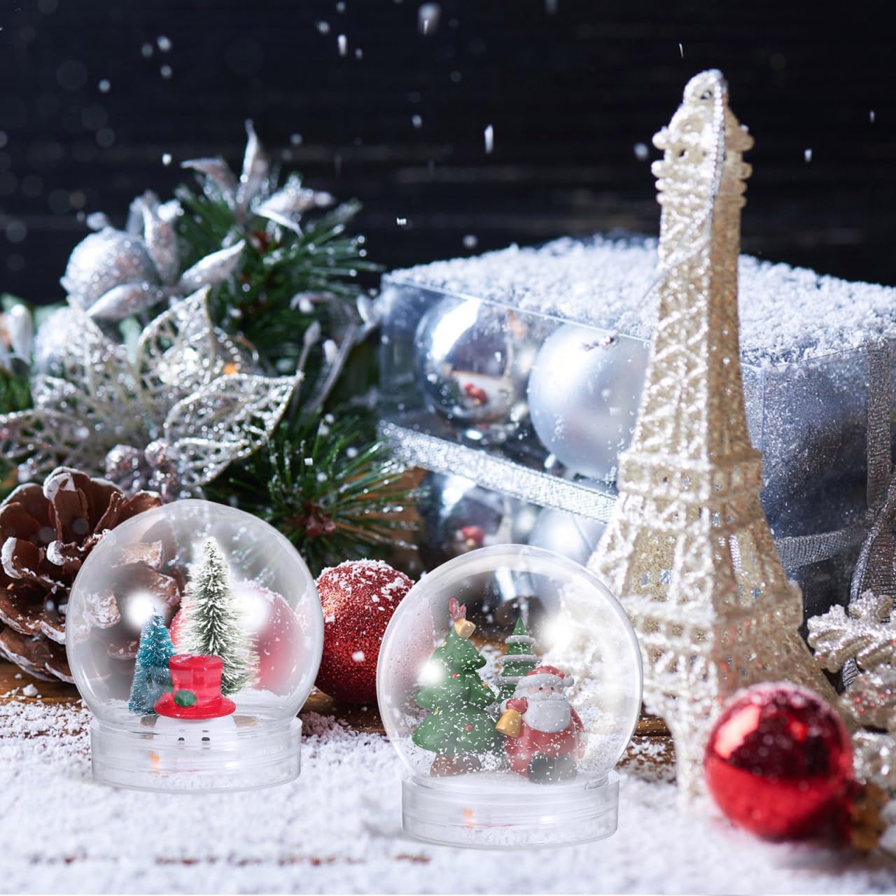 BESTOYARD 30 Pcs 3-Inch Clear Snow Globe Jar DIY Party Favor