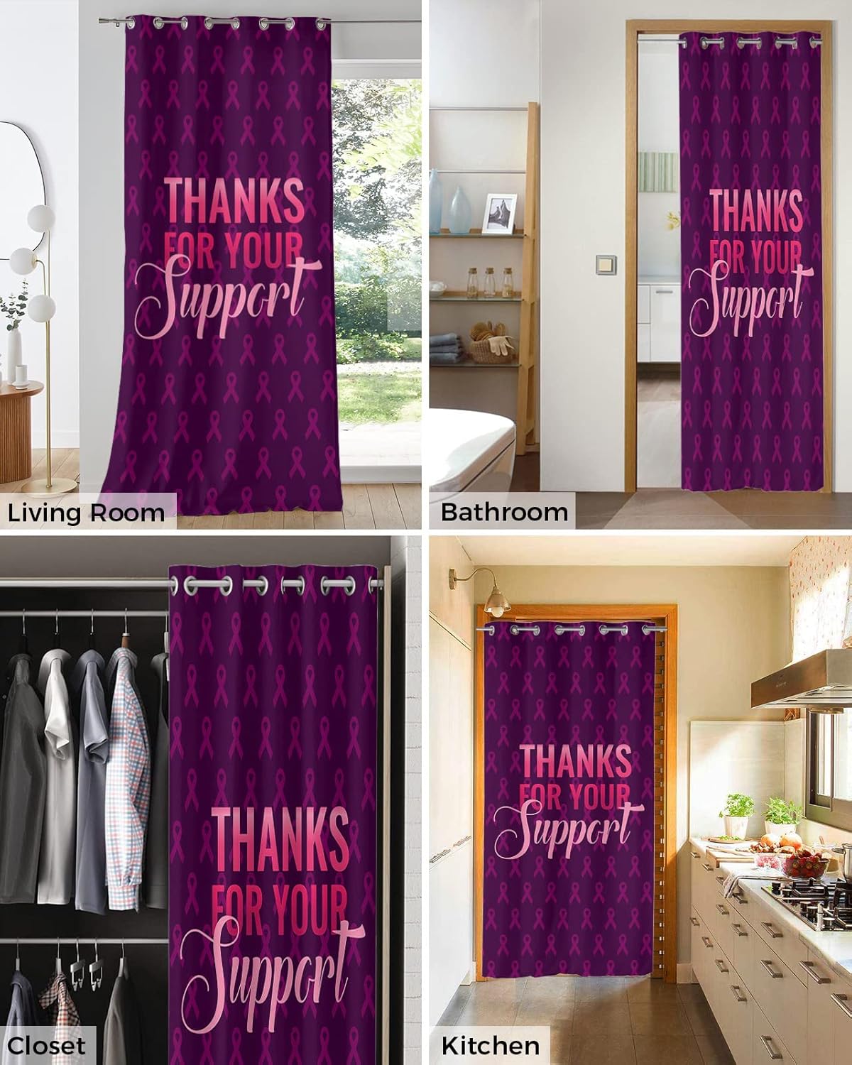 Thanks for Your Support Door Curtains - Blackout 78 Inch Panels