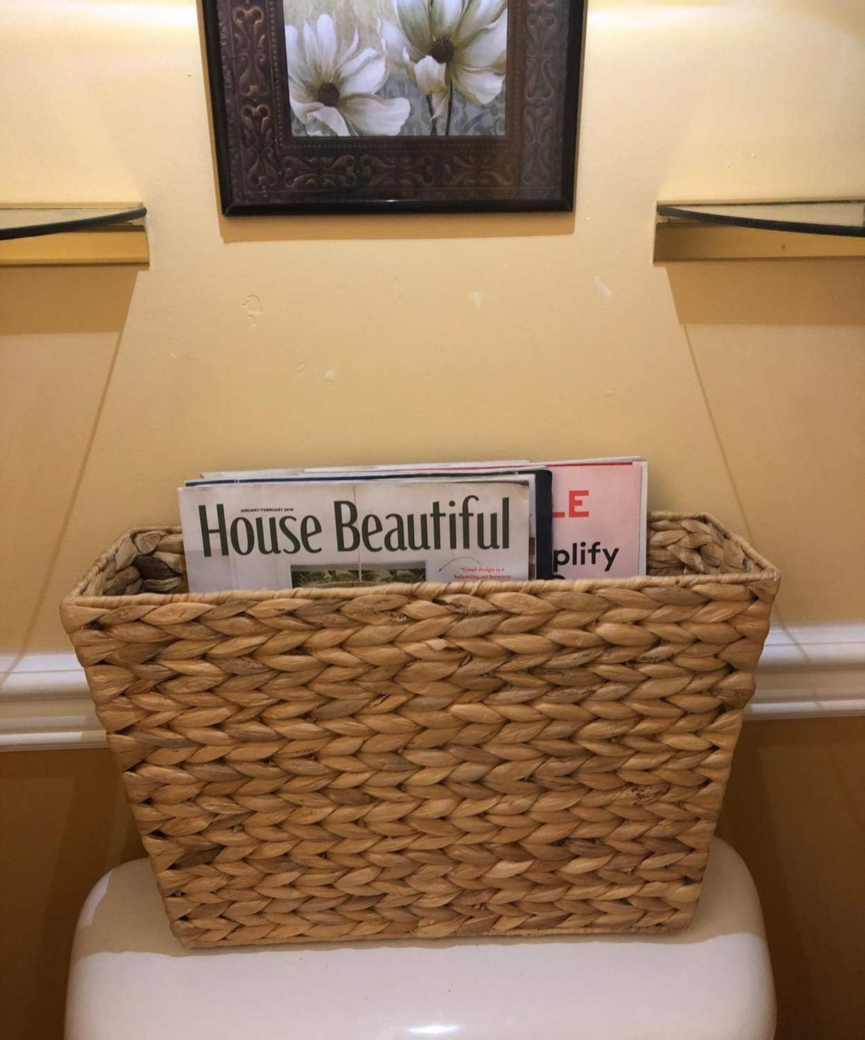 Yesland Hand Woven Narrow Water Hyacinth Holder Wicker Basket