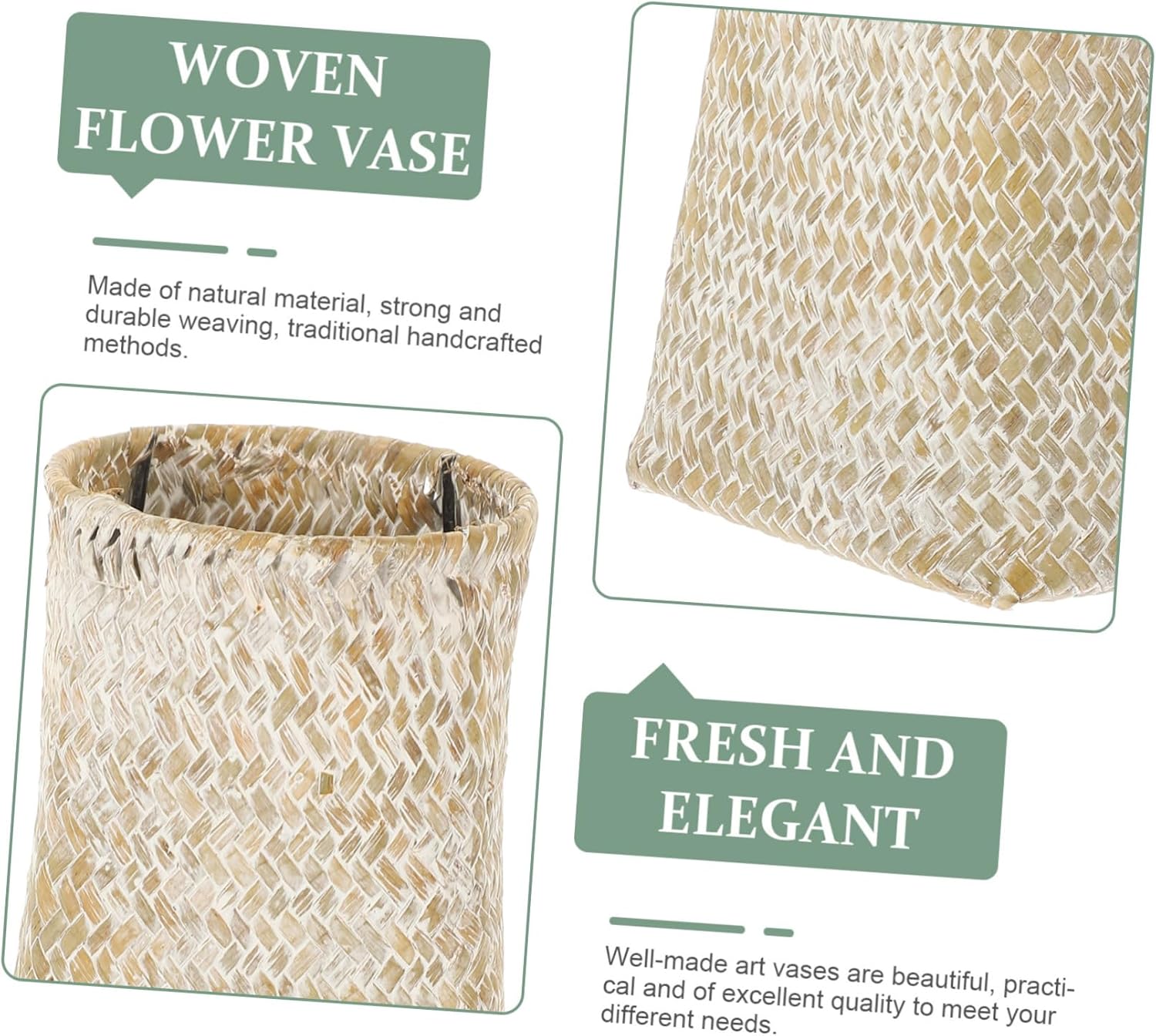 Seagrass Woven Flower Vase for Dried Flowers Nordic Style
