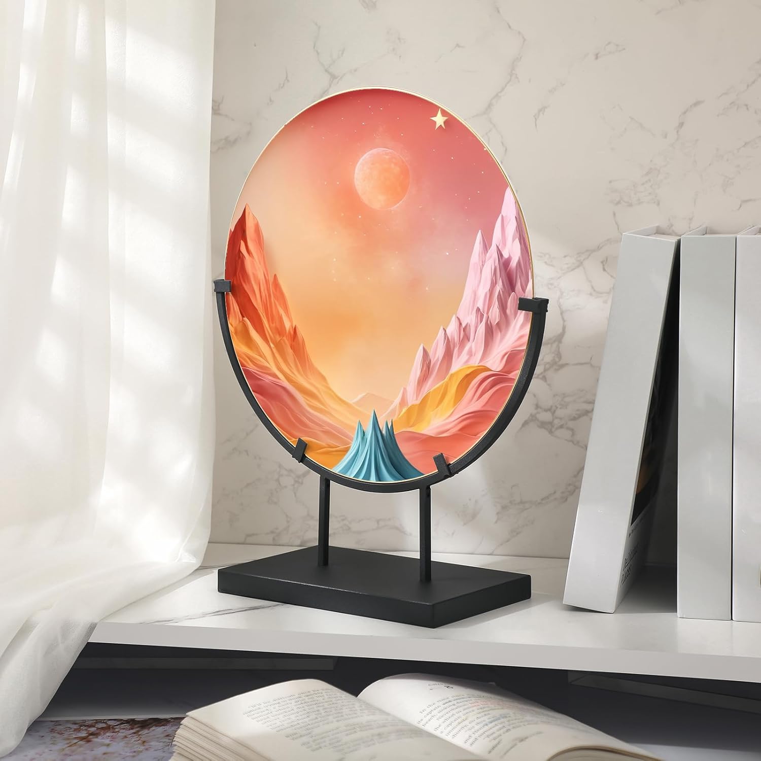 Blulu 4 Pcs 10 Inch Round Metal Easels for Art Displays