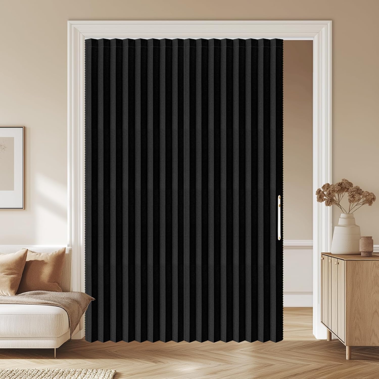 AJAZZ Blackout Sliding Door Curtains 72W x 79L Black 1 Pack
