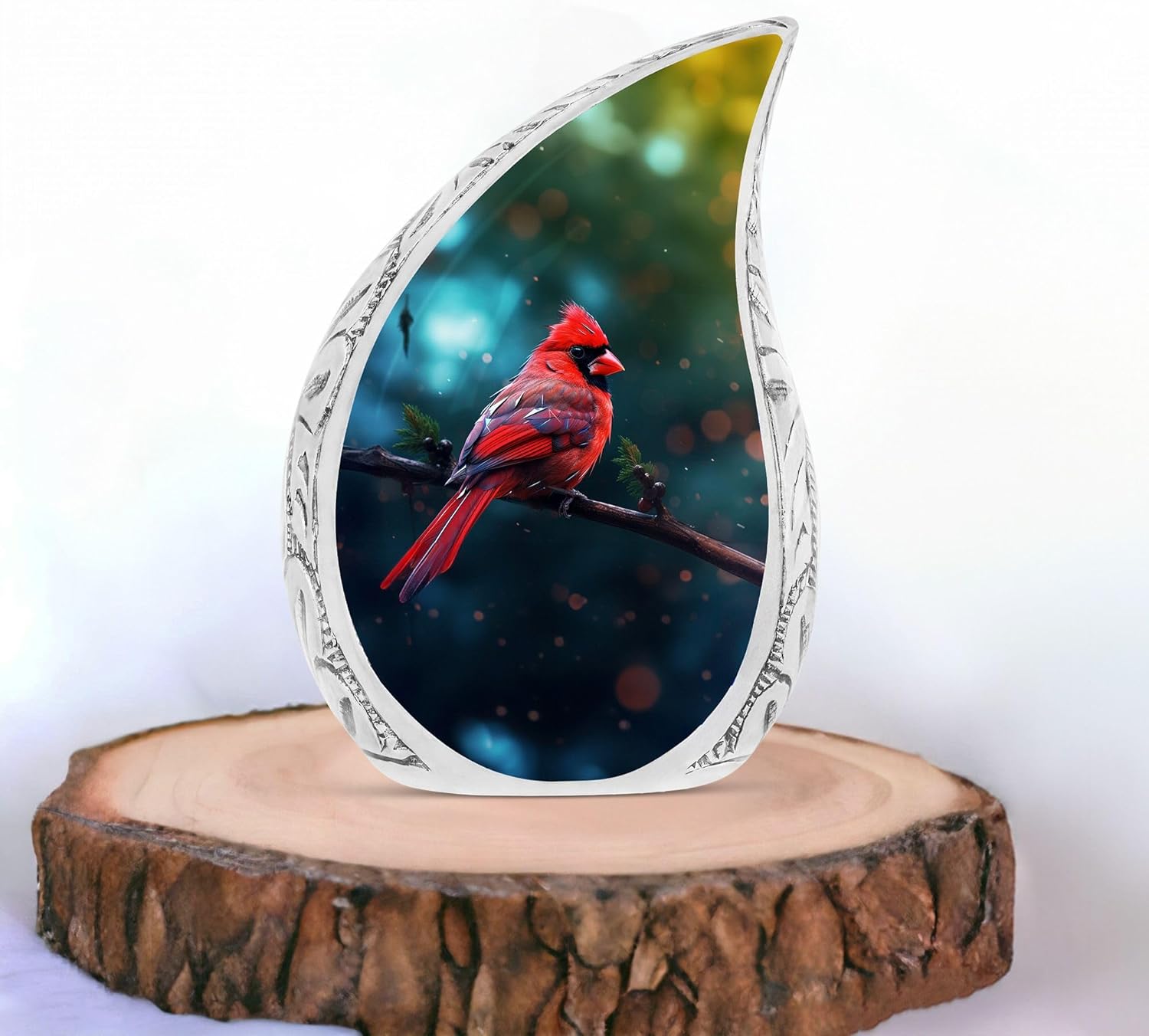 Red Cardinal Bird Cremation Urn for Human Ashes 10 Inch