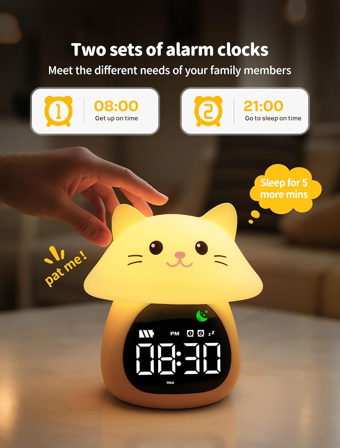 MASHI Mushroom Alarm Clock for Kids