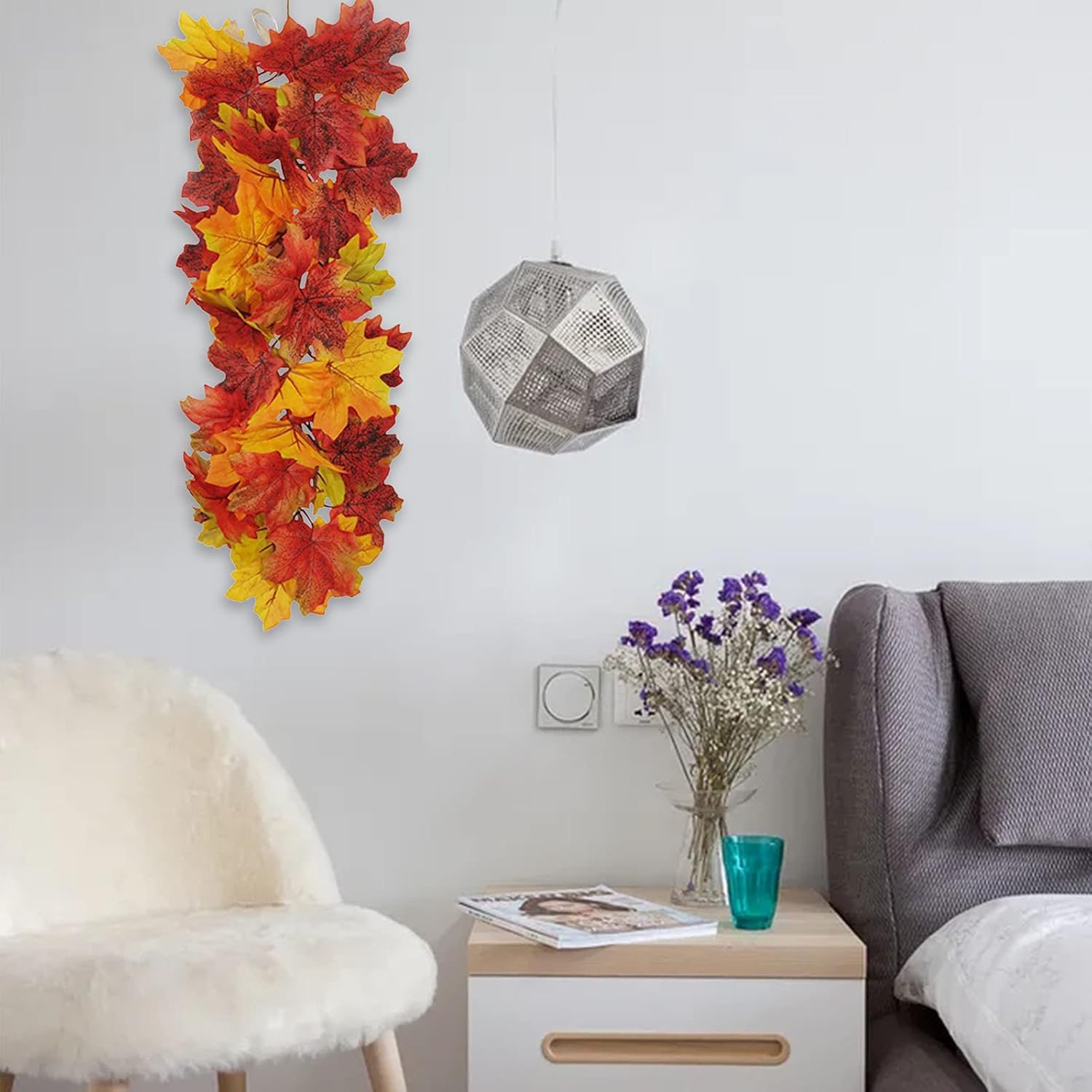 MSUIINT Fall Maple Leaf Swag Garland Wall Decor 2Pcs