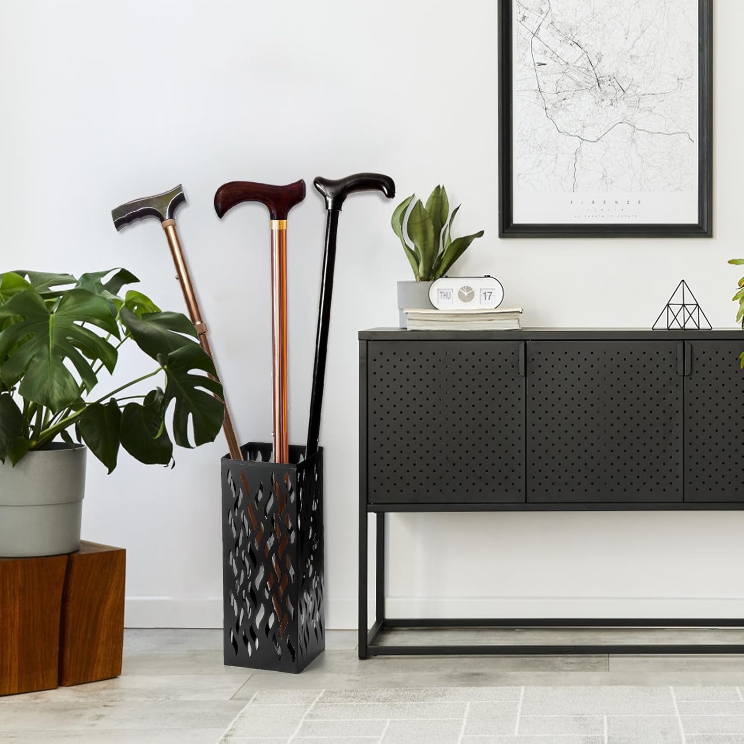 Noamus Metal Umbrella Holder 61x61x157 Inch Black Storage Rack
