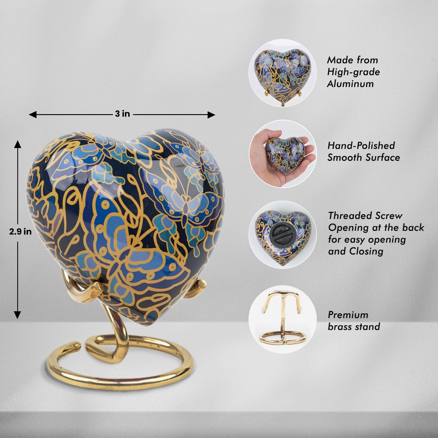 Butterfly Cremation Urn Small Keepsake Heart Urns for Ashes with Stand