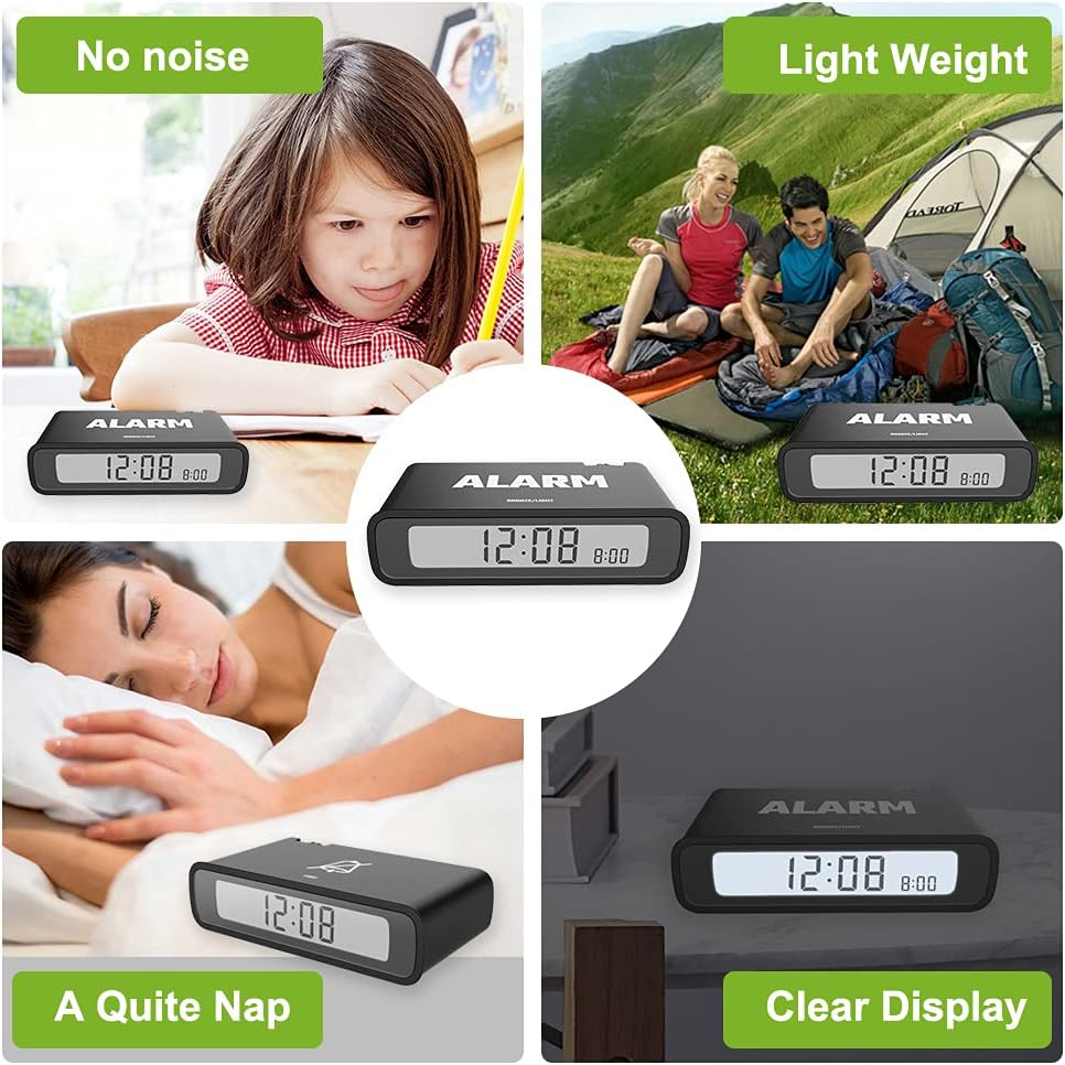 BALDR Digital Alarm Clock Reversible LCD White Black