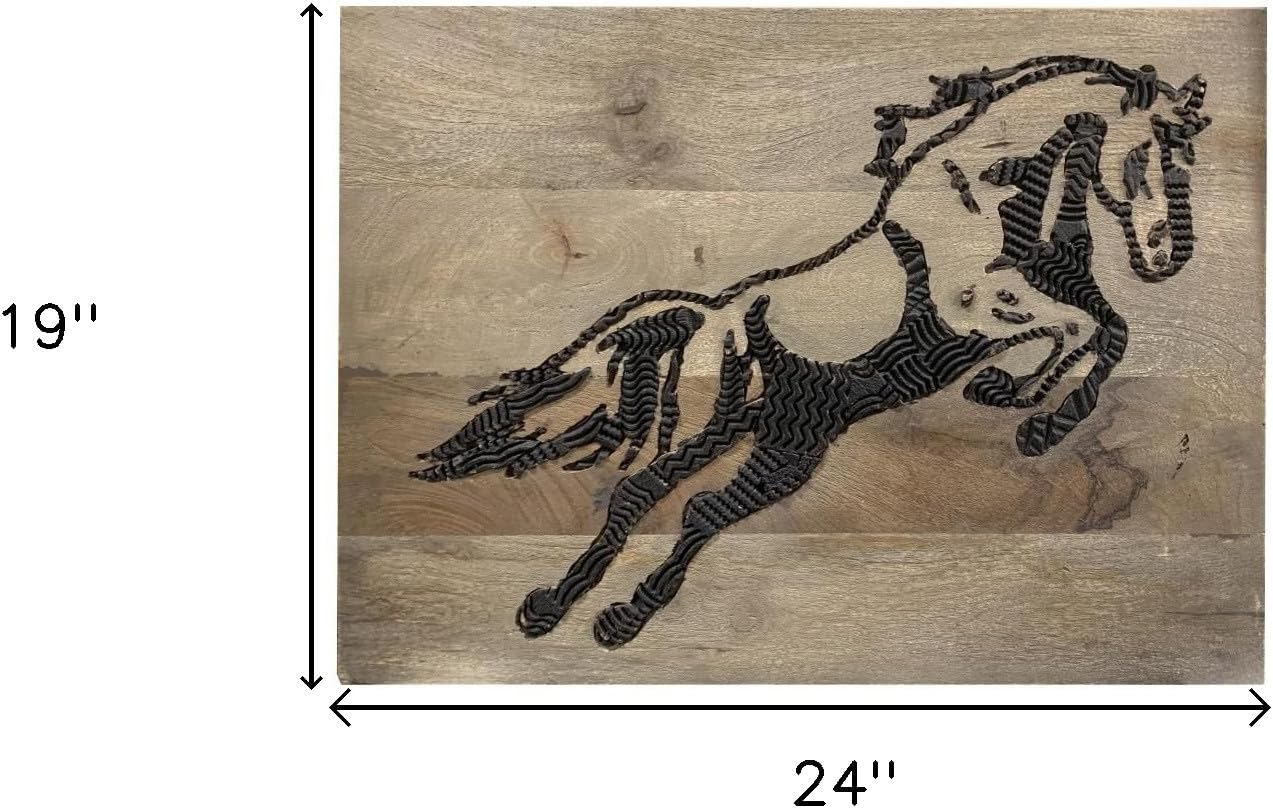 19 X 24 Black And Brown Horse Wall Sculpture