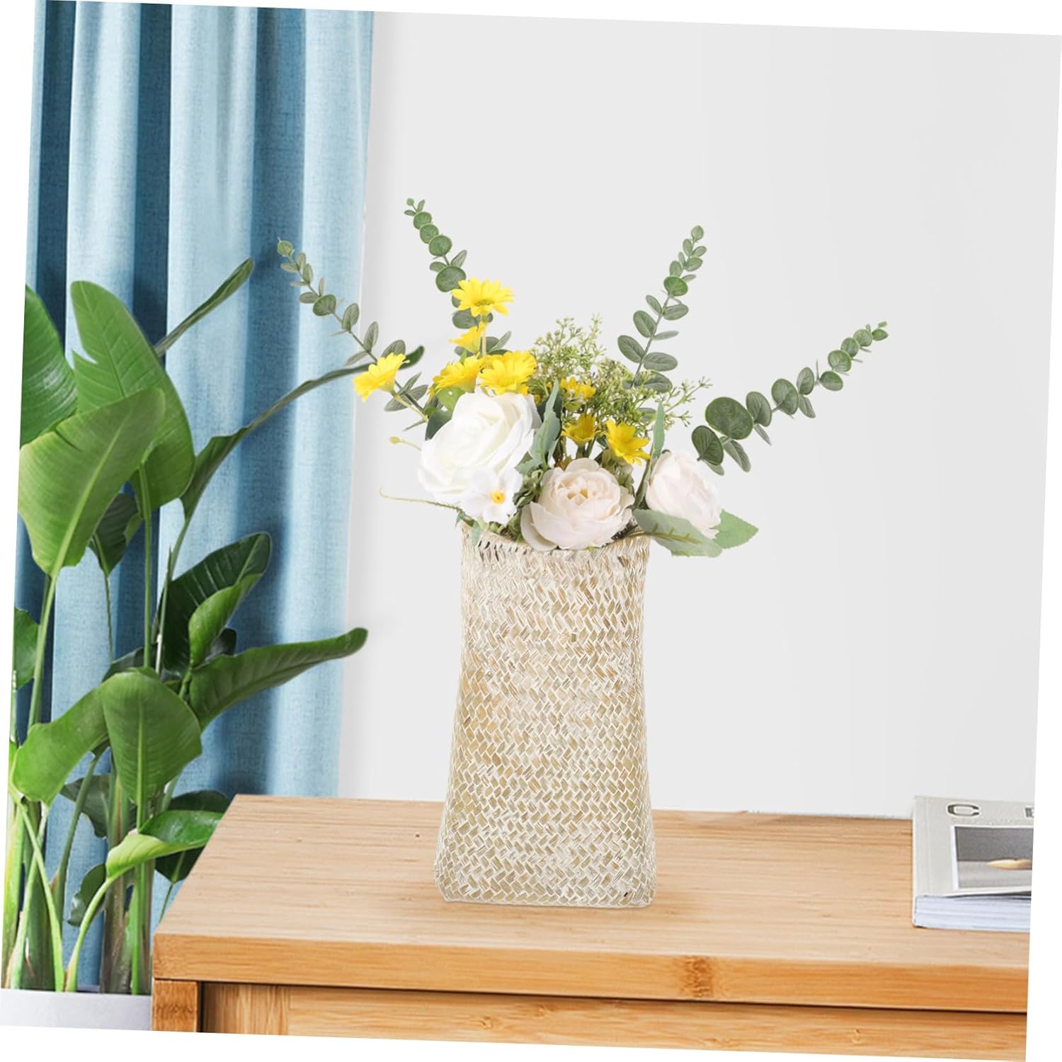 Seagrass Woven Flower Vase for Dried Flowers Nordic Style