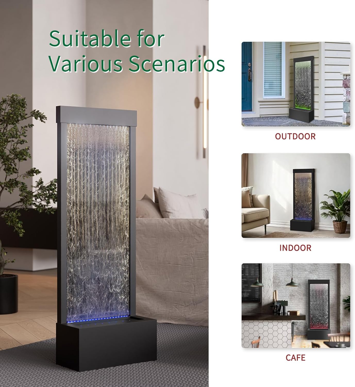 Longrun 48 Indoor Waterfall Fountain with LED Lights