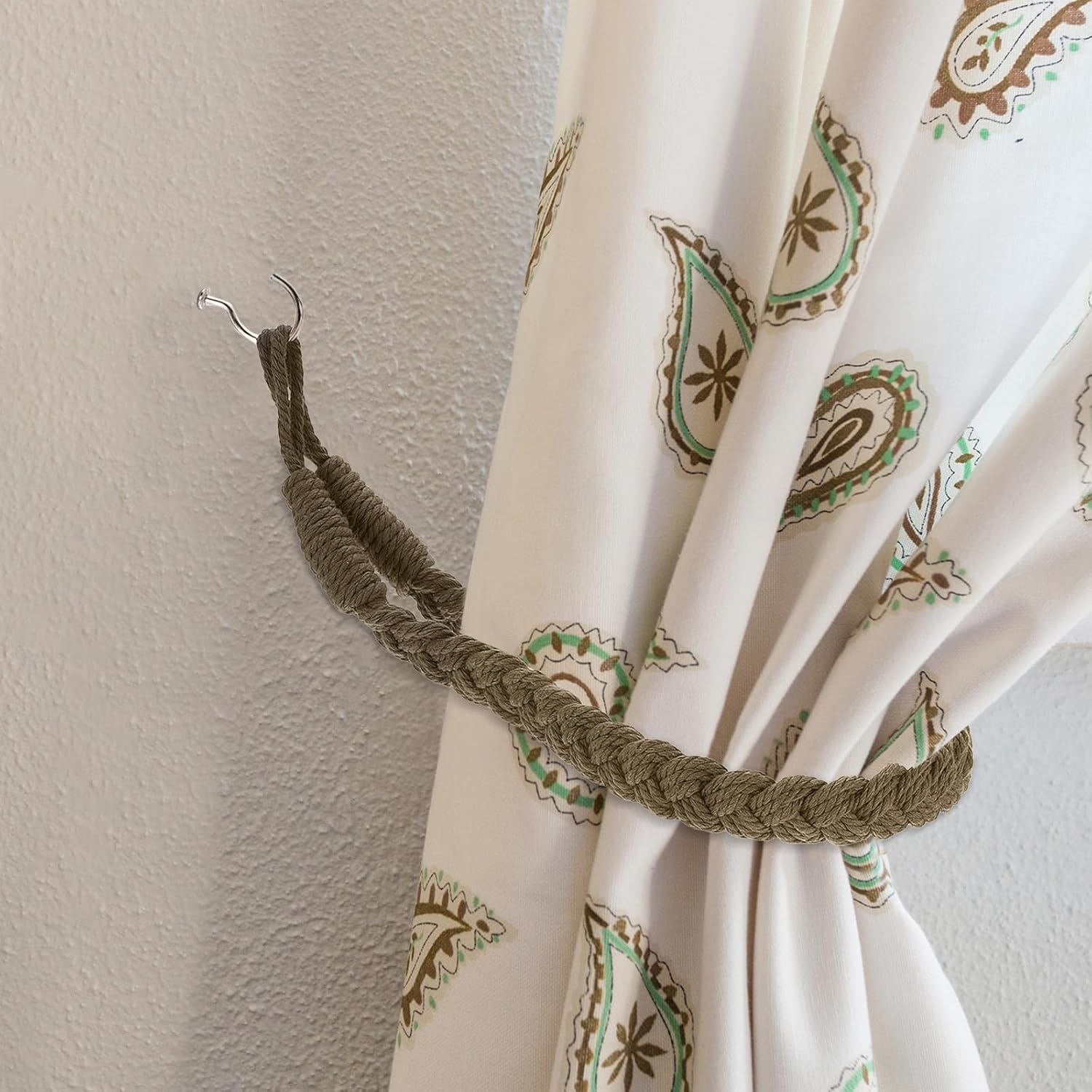 Uxcell 2Pcs Dark Brown Cotton Rope Curtain Tiebacks