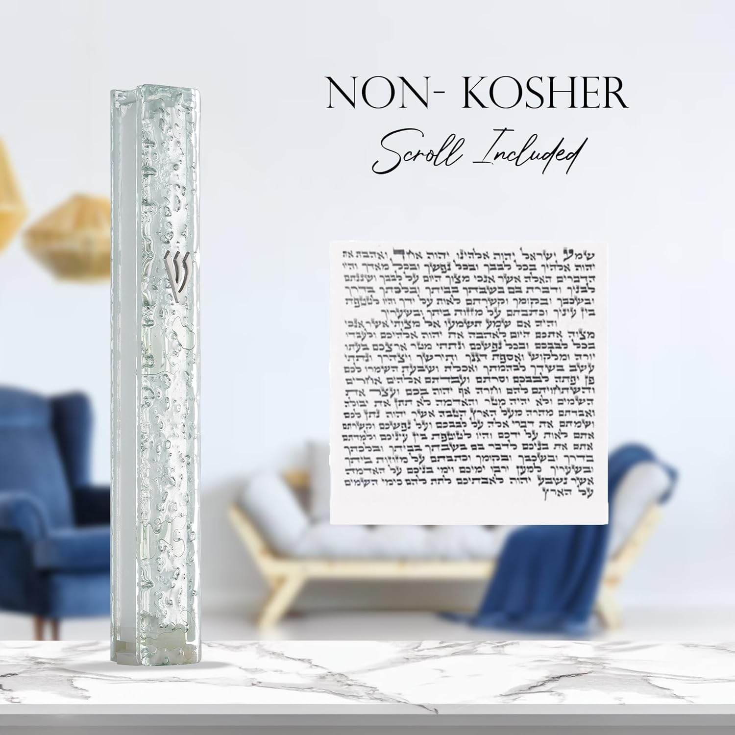 Modern Glass Mezuzah Case For Door With Shattered Design Waterproof Cover
