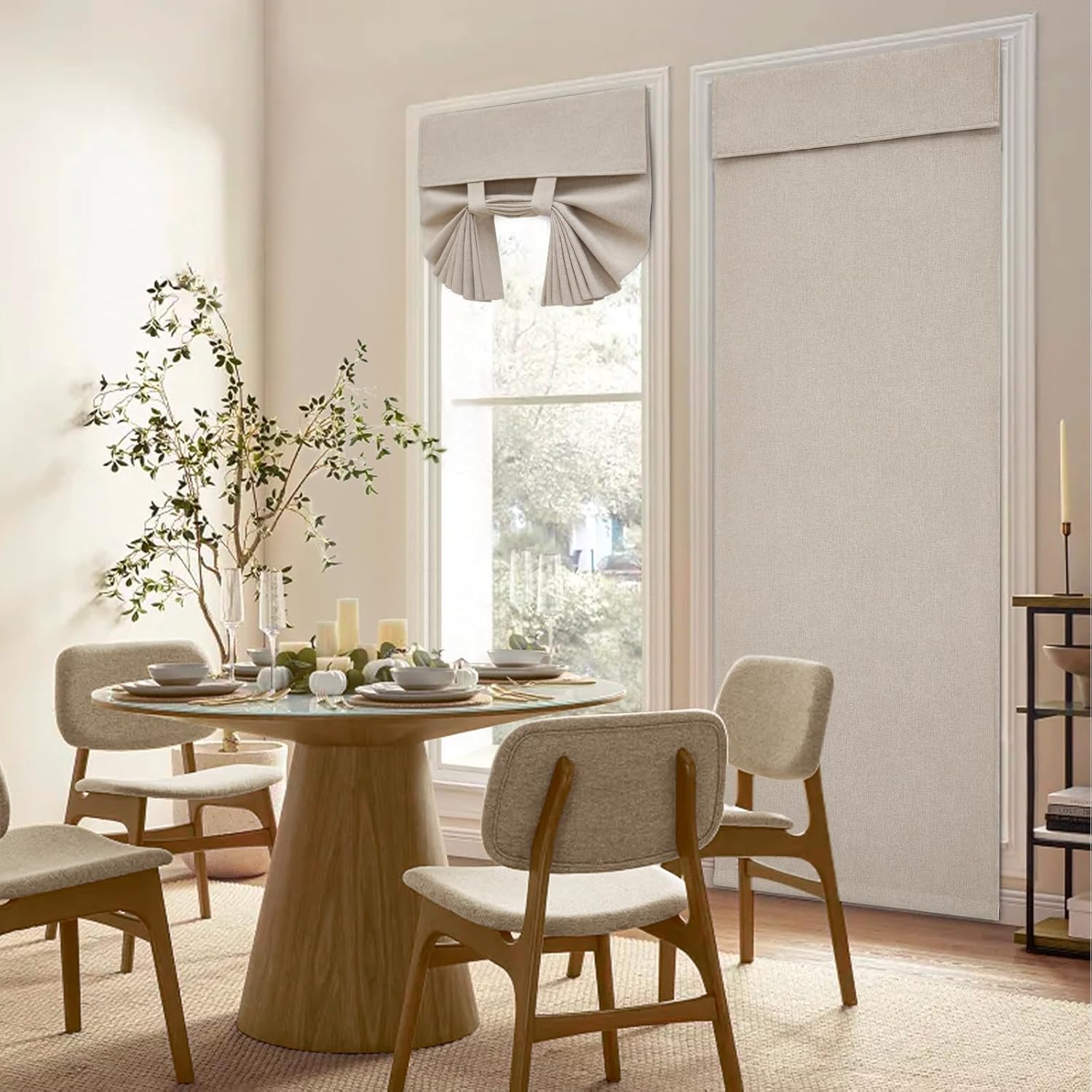 HOMEIDEAS Natural Linen French Door Curtains 1 Panel W26 x L68 Inch