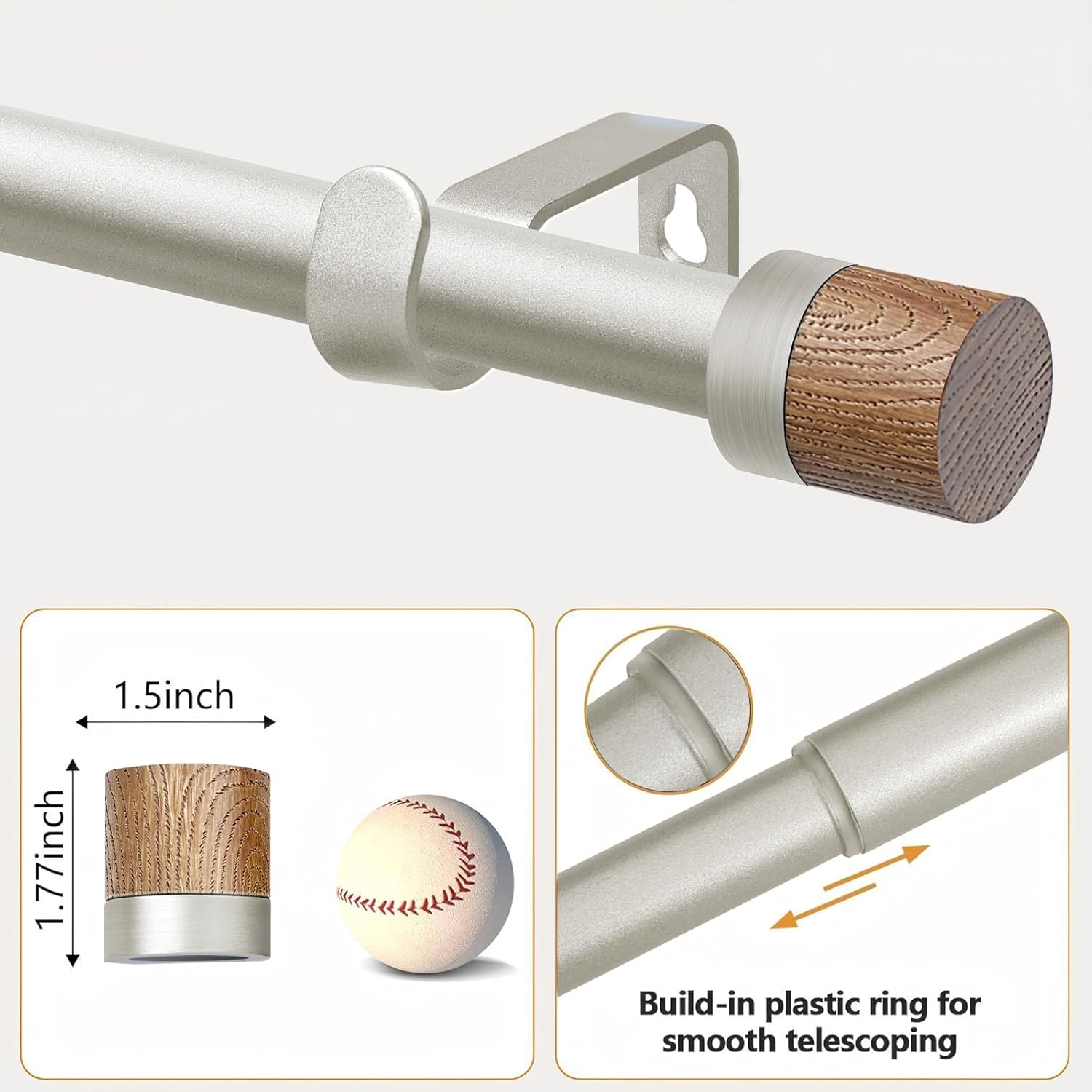 QITERI 1 Inch Heavy Duty Curtain Rods 48-84 Inches