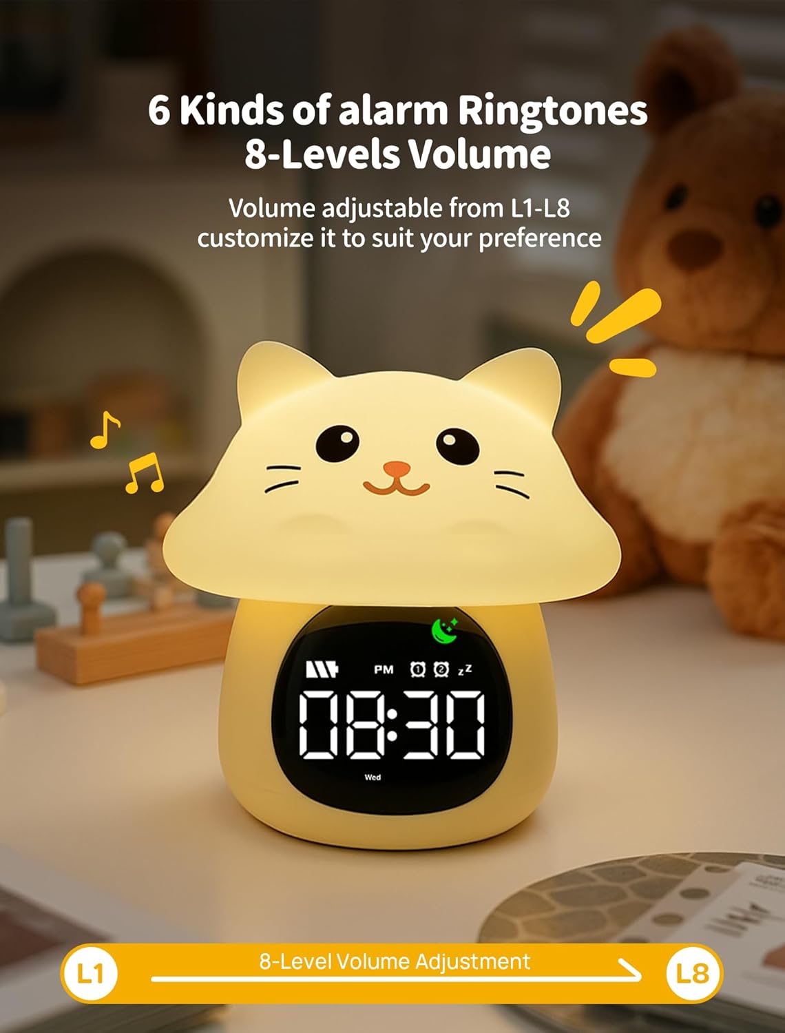 MASHI Mushroom Alarm Clock for Kids