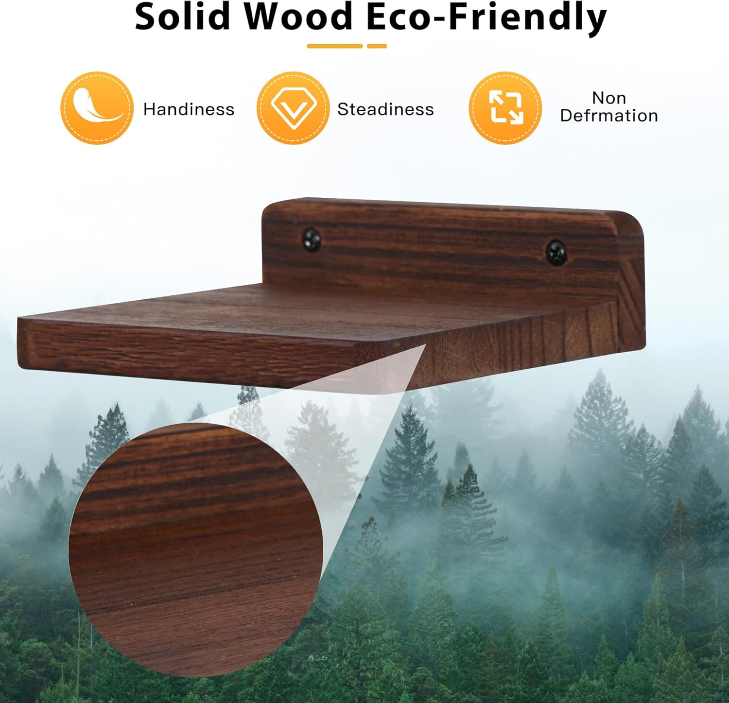 NIUBEST Small Floating Shelf Set of 3 Dark Walnut