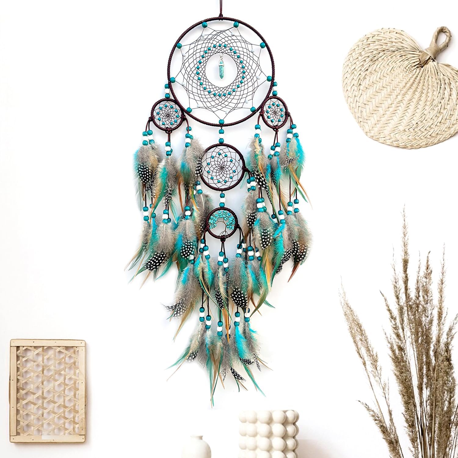 Handmade Woven Turquoise Dream Catcher Wall Hanging Decor
