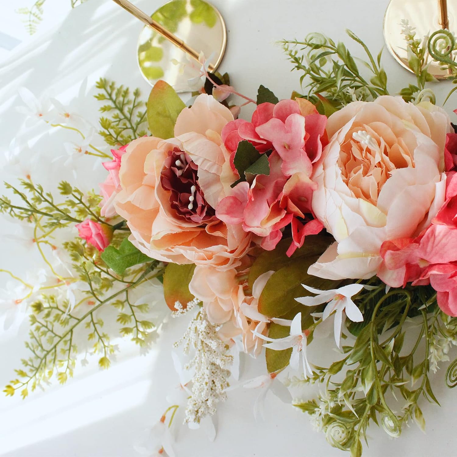 Belupai Artificial Pink Rose Flower Swag for Home Decor