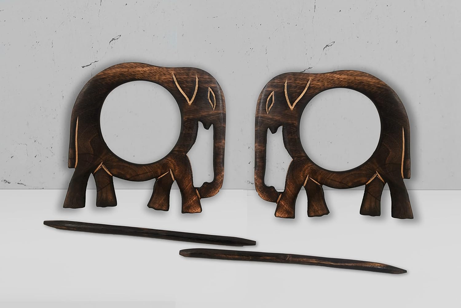 RII Handmade Wooden Curtain Tiebacks Set of 2