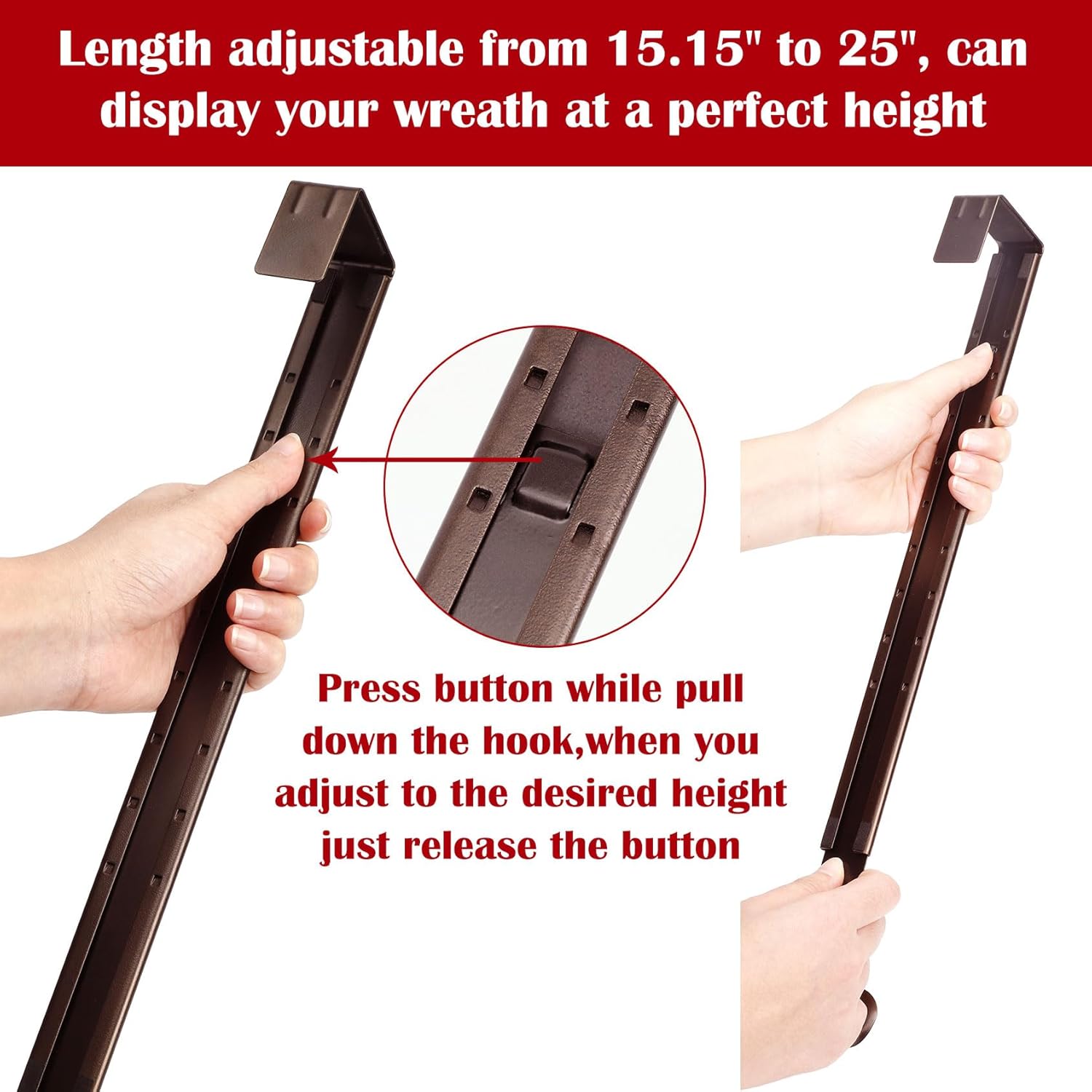 Adjustable Metal Wreath Hanger Door Hook